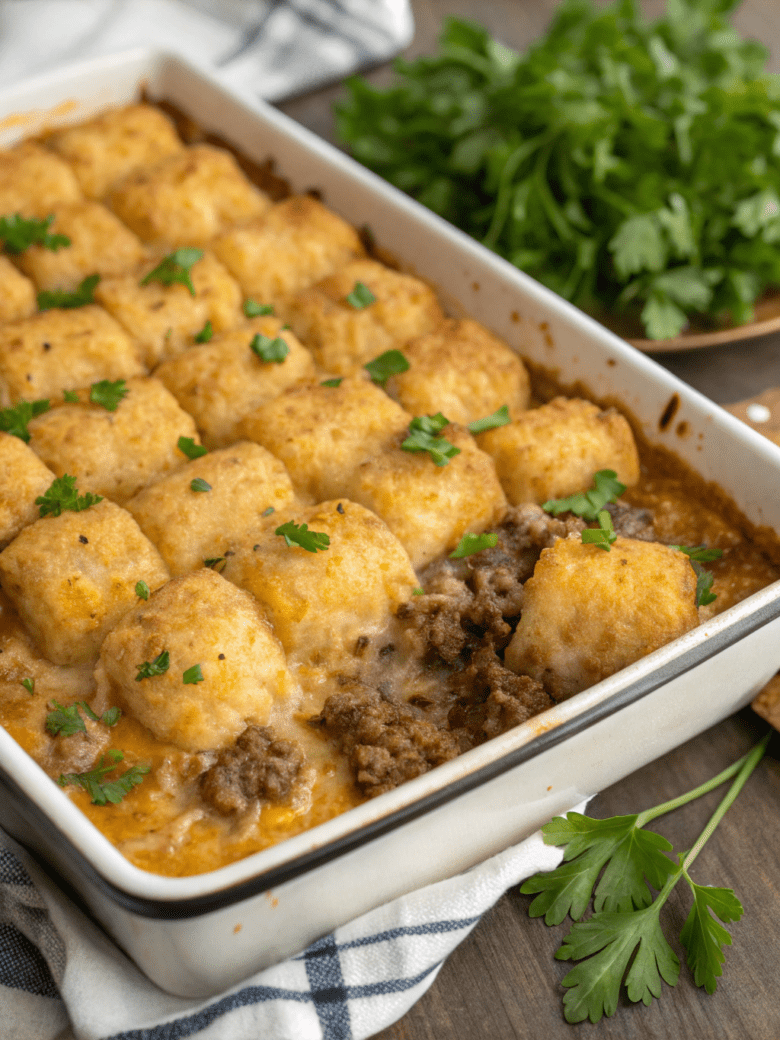 Cheesy Tater Tot Meatloaf Casserole