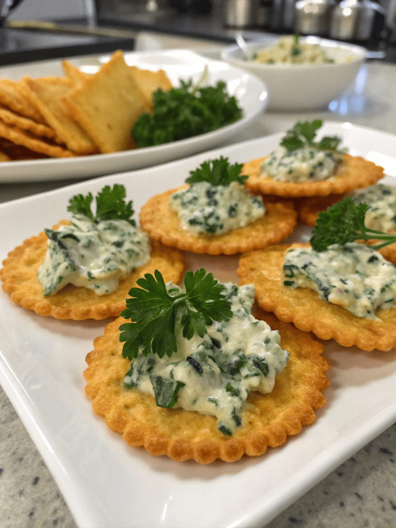 Spinach Dip Cheese Crisps