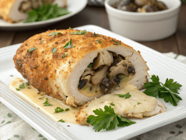 Cheesy Garlic Butter Mushroom Stuffed Chicken