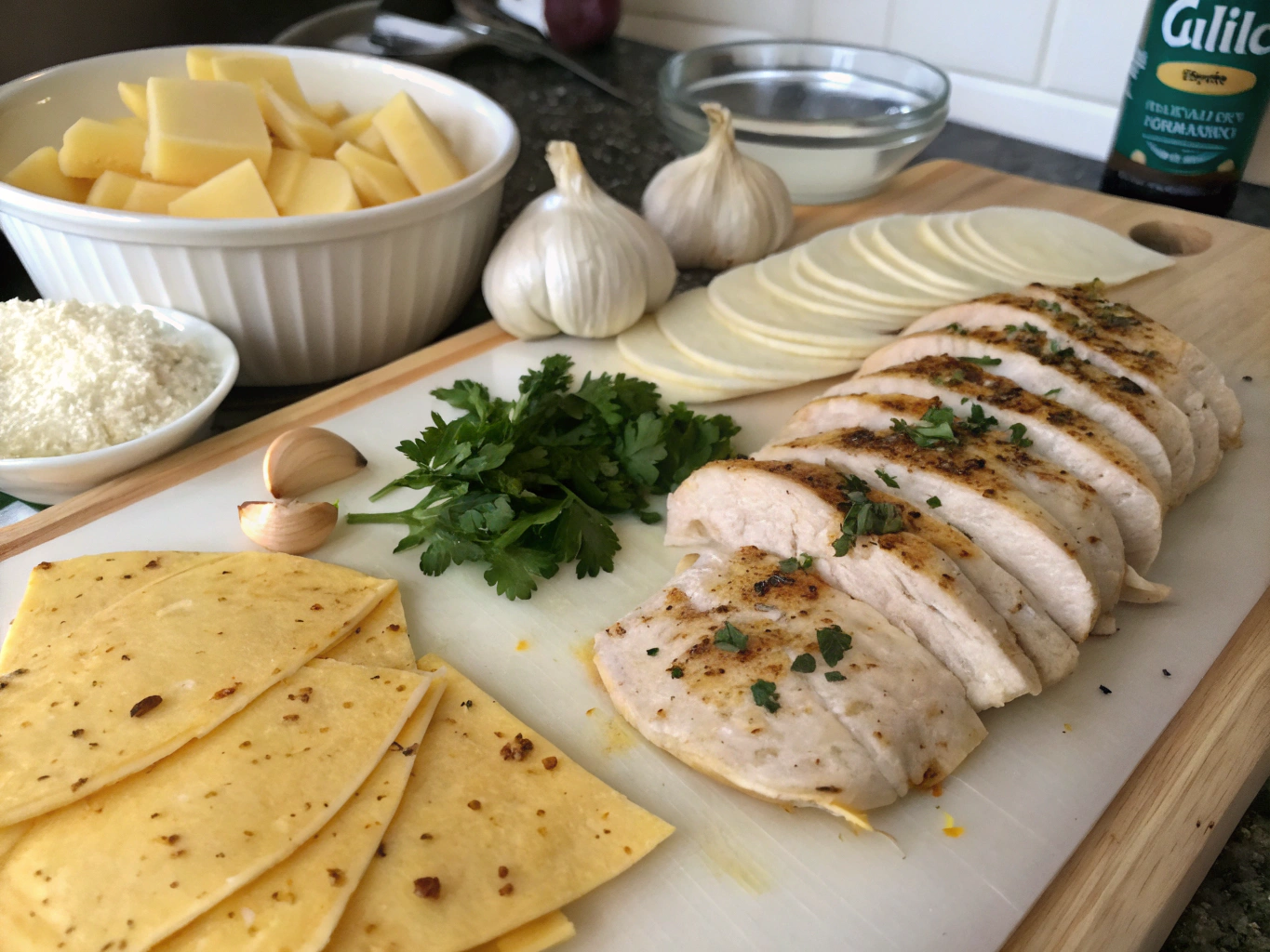 Cheesy Garlic Chicken Wraps ingredients