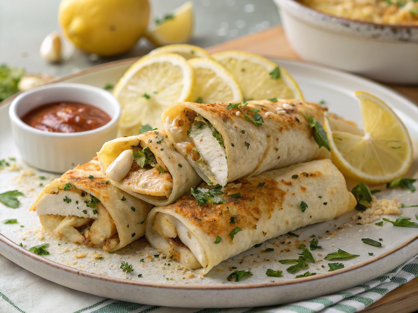 Cheesy Garlic Chicken Wraps