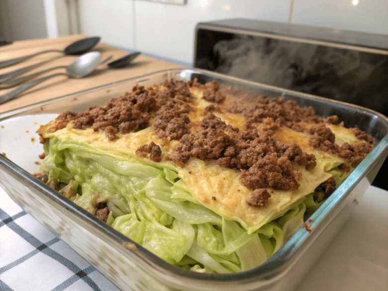 Creamed Cabbage and Ground Beef Casserole