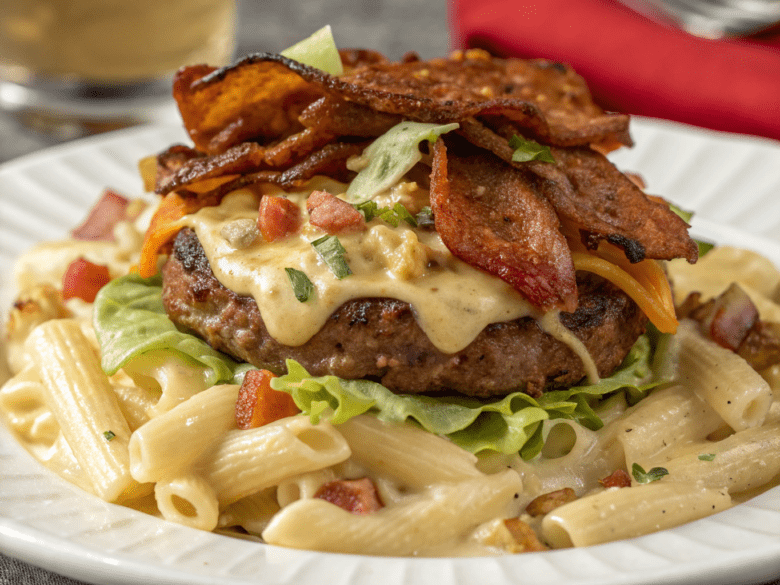 Loaded Bacon Cheeseburger Alfredo Pasta