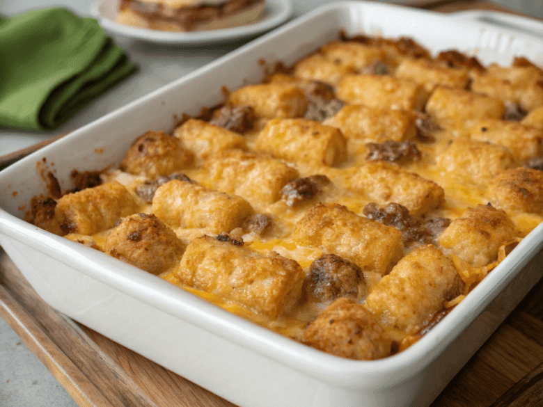 Sausage Cream Cheese Tater Tot Breakfast Casserole