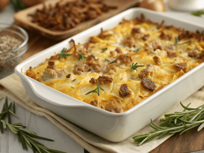 Sausage, Egg and Cream Cheese Hashbrown Casserole
