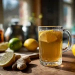 Brazilian Mounjaro Recipe Detox Drink with lemon, green tea, and ginger.