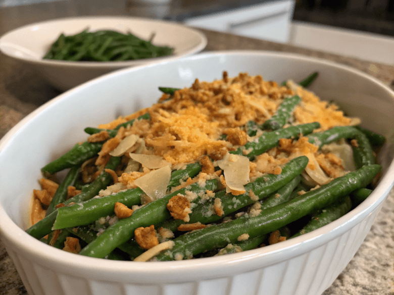 cheesy garlic green beans