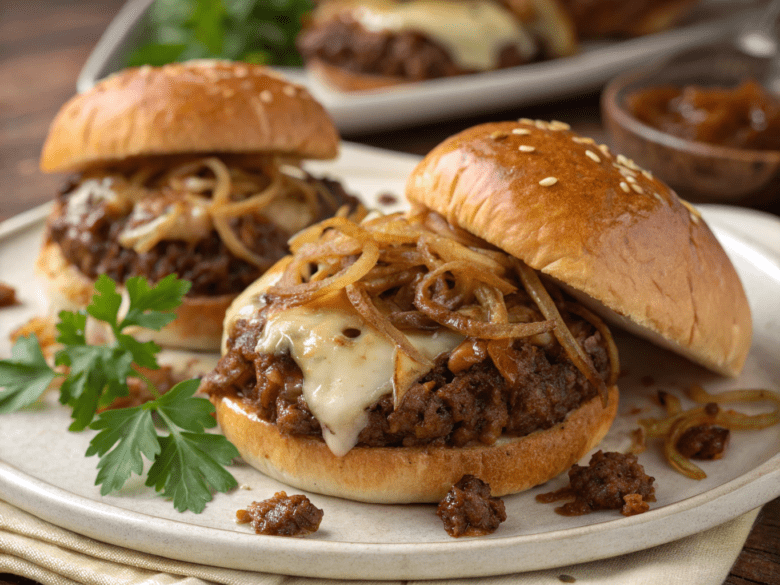 irresistible french onion beef sloppy joes