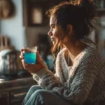 Morning Rituals with the Blue Salt Trick – a calming wellness drink in a cozy kitchen.