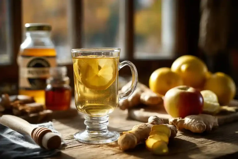 Natural Mounjaro Detox Drink with green tea, lemon, and ginger.