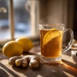 Natural Mounjaro Tea Recipe with lemon, green tea, and ginger.