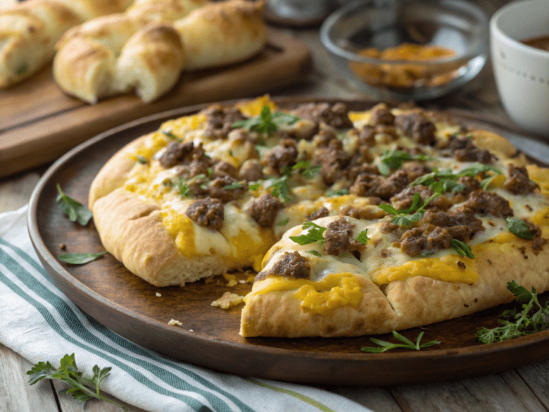 sausage gravy crescent roll breakfast pizza