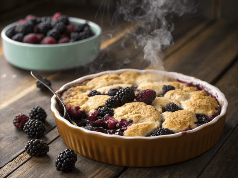 warm sweet blackberry cobbler
