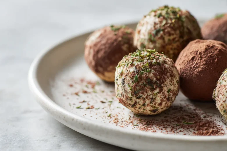 Delicious cheese truffles rolled in herbs and spices