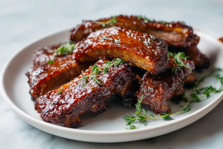 Tender and smoky Chipotle Pork Ribs served with a side of coleslaw