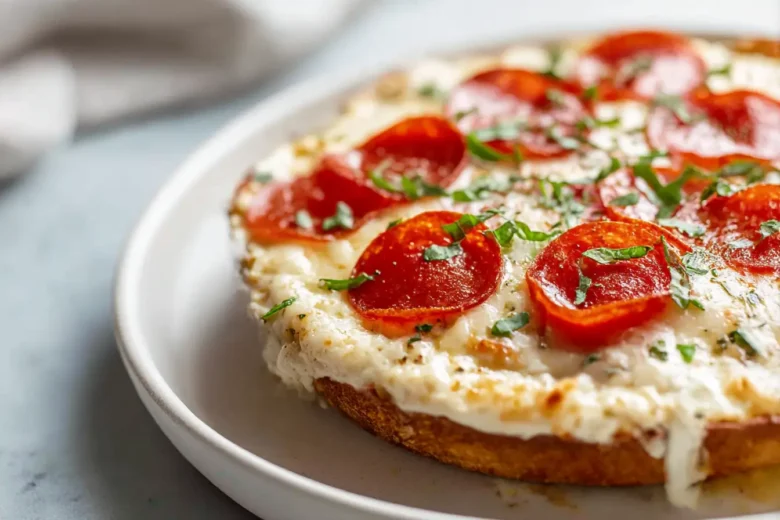 Delicious and cheesy pizza dip served hot