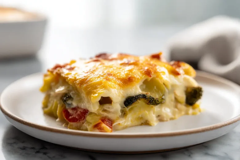 Delicious rotisserie chicken gratin, baked to perfection