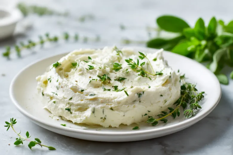 Creamy and flavorful boursin cheese spread on fresh bread