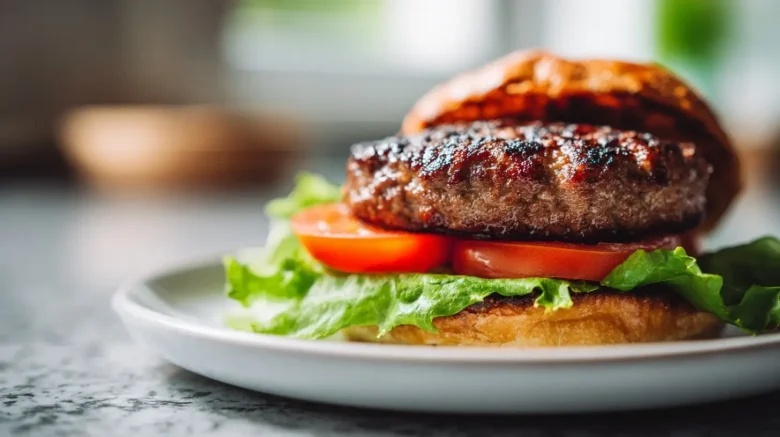 Delicious homemade burger patty cooked to perfection