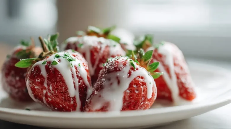 Fresas con crema, a creamy and delightful Mexican dessert.