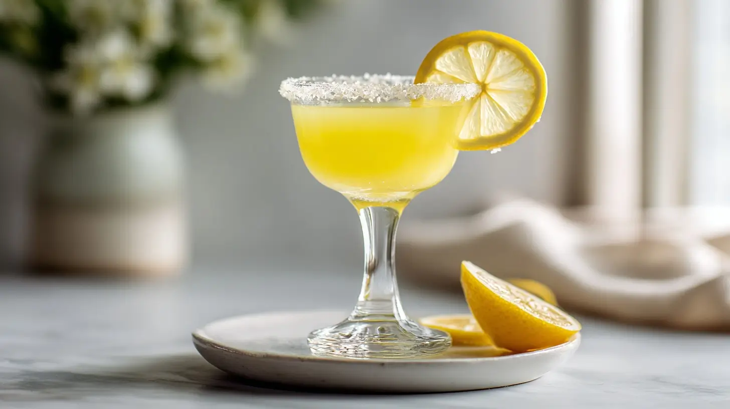 A refreshing lemon drop shot, served in a chilled glass