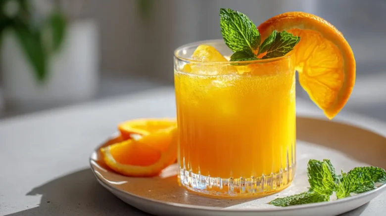 Refreshing orange crush drink with a vibrant color and fruity flavor