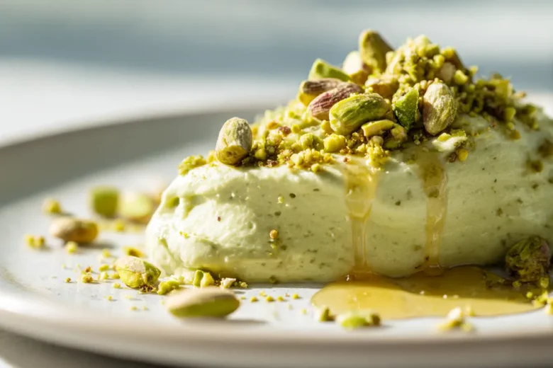 Delicious homemade pistachio cream spread on toast.