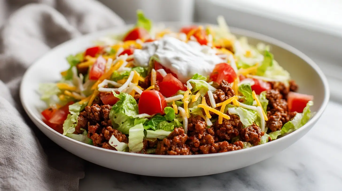 Delicious and vibrant taco bowl filled with fresh ingredients