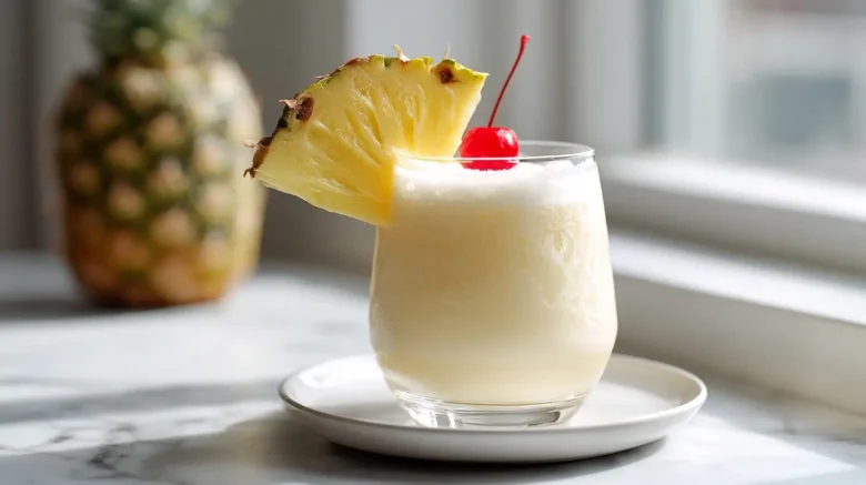 Delicious virgin pina colada with fresh fruits