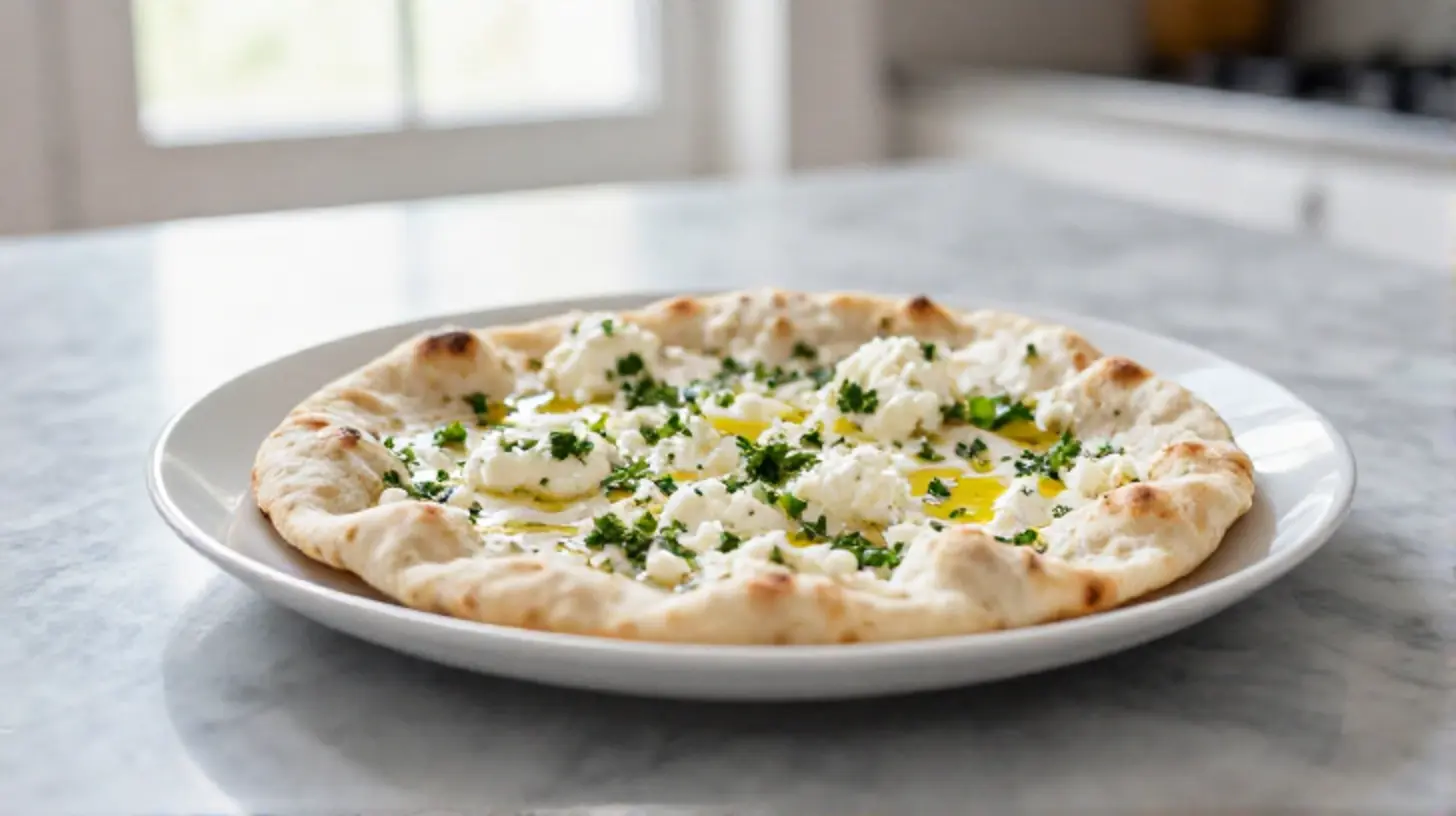 Delicious cottage cheese flatbread with a golden crust