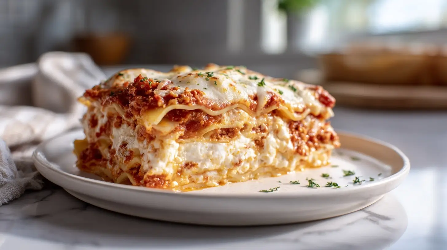 Delicious lasagna made with creamy cottage cheese