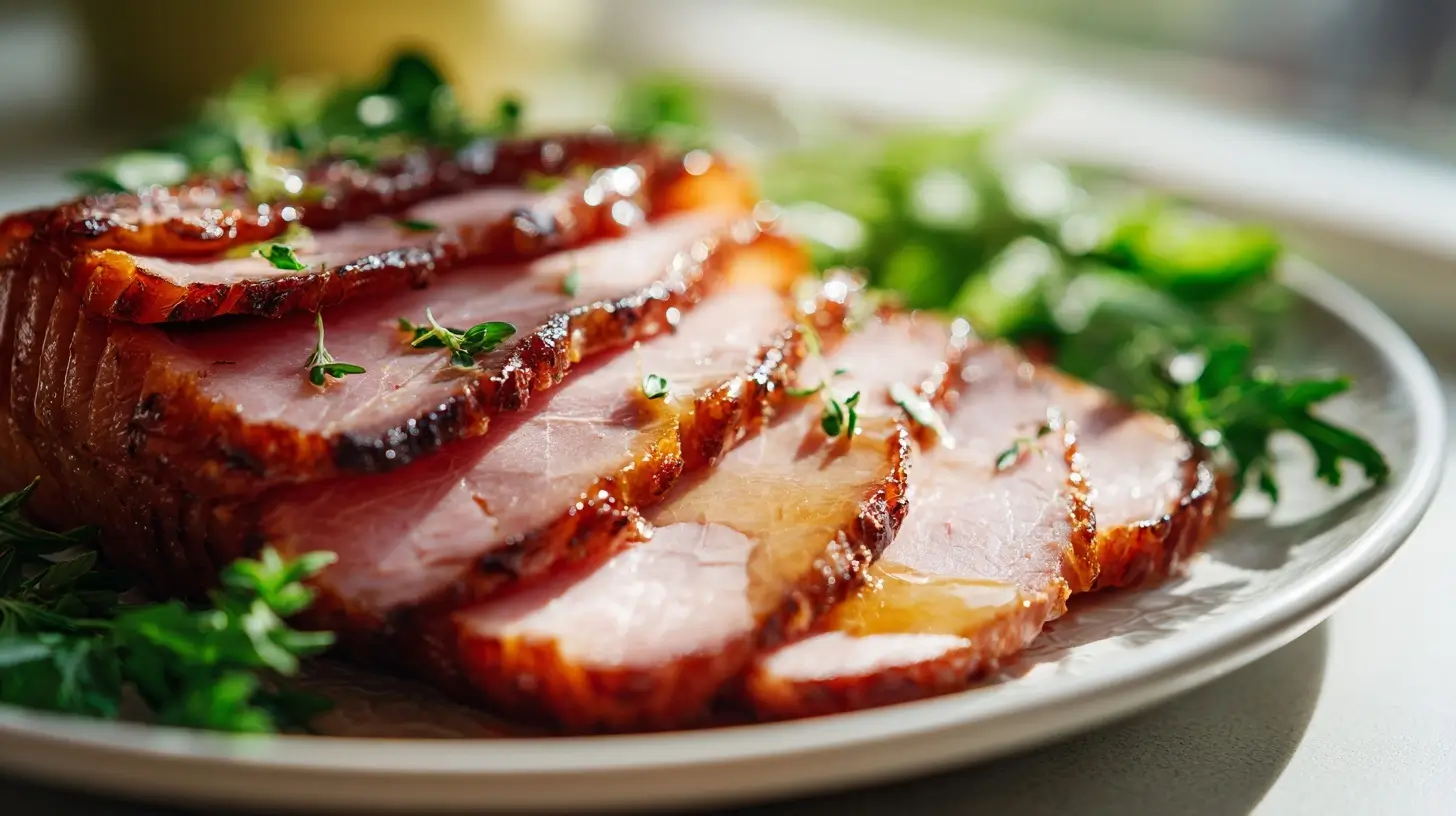 Delicious smoked ham, perfectly glazed and ready to serve